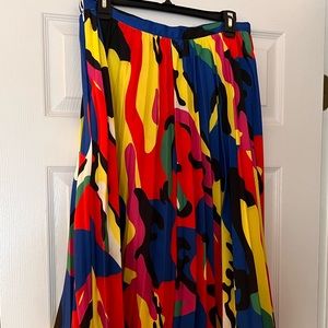 Colorful Camo Pleated A Line Skirt